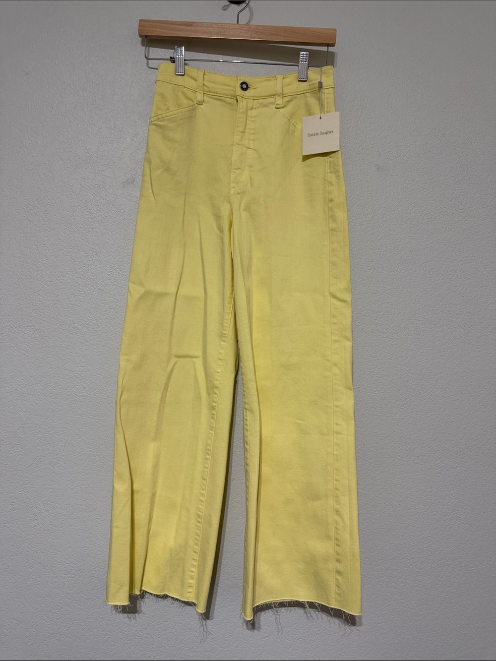 NWT Favorite Daughter Butter Wide Leg Yellow Cotton Pants Size 26
